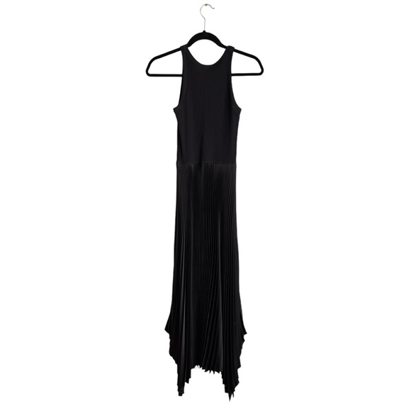 theory  vinessi ribbed pleated asymmetric maxi dress in black, size P (smallish) - Picture 3 of 9